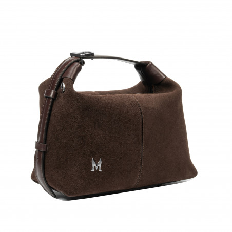 Damentasche Handtasche 037-1g 01 Wildleder Schokolade