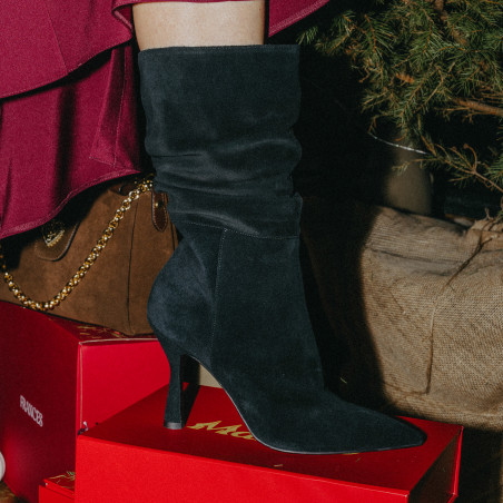 Damenstiefeletten mit Absatz 1410 schwarz Velours lifestyle