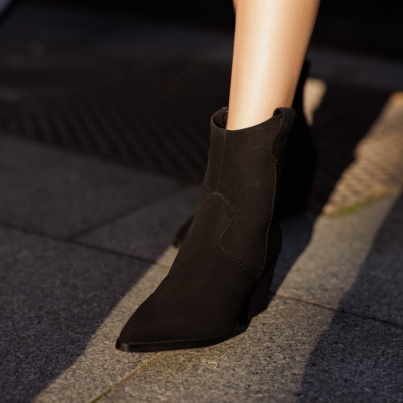 Damenstiefeletten mit Absatz 1411 schwarz Velours lifestyle