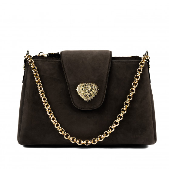 Damentasche Schultertasche 051g Veloursleder Toffee