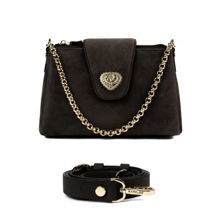 Damentasche Schultertasche 051g Veloursleder Toffee