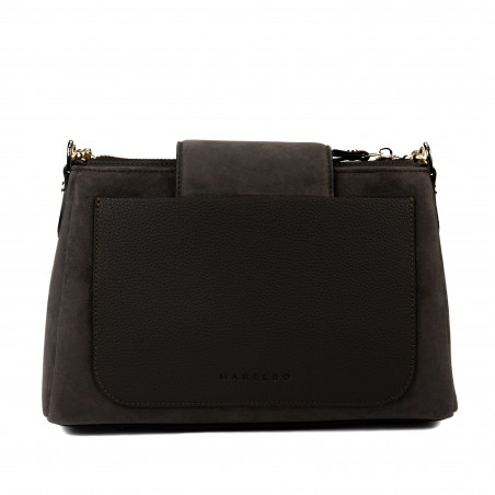 Damentasche Schultertasche 051g Veloursleder Toffee