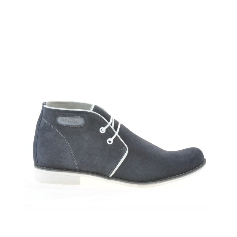 Jugendstiefel 464 Indigo-Velours+Weiß