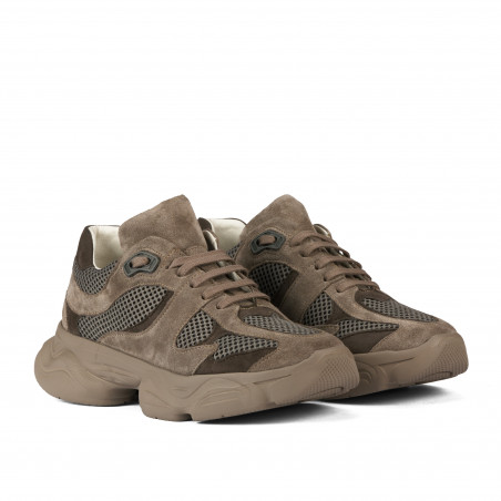 Damen-Sportschuhe 6102 Sand Velours kombiniert