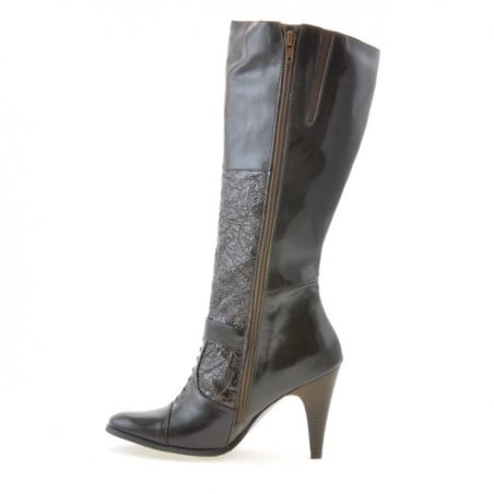 Damenstiefel 1109 Crepe Lack Kaffee