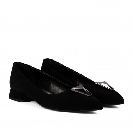 Damen Ballerinas 1360 Schwarz Velours