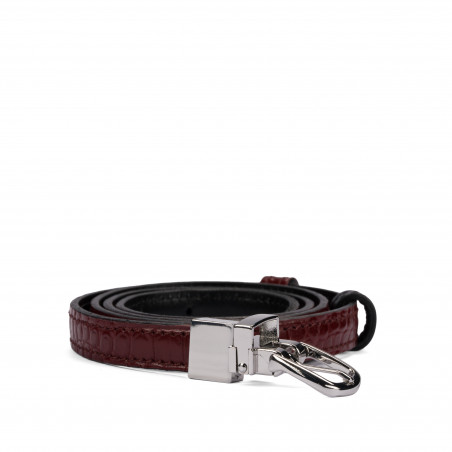 Damen Gürtel 45-1mc zweifarbig schwarz+croco bordeaux