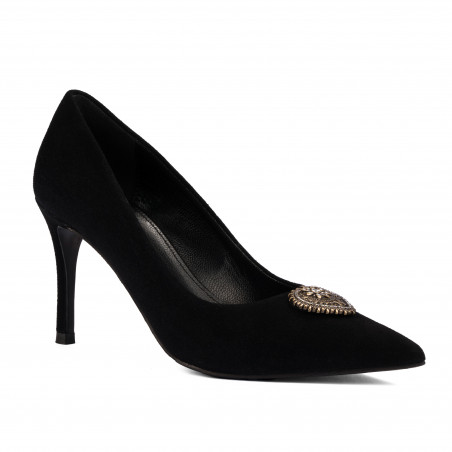 Damen elegante Schuhe 1363 schwarz Veloursleder
