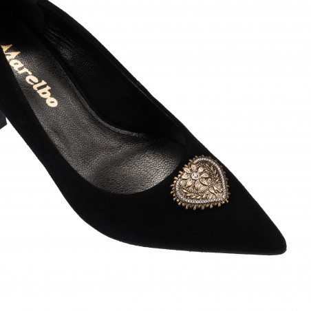 Damen elegante Schuhe 1363 schwarz Veloursleder