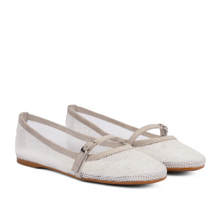 Damen-Ballerinas 1369 weiß kombiniert