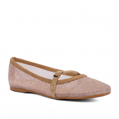 Damen Ballerinas 1369 beige kombiniert