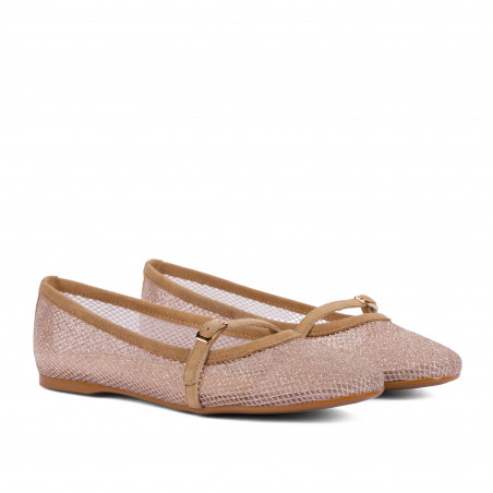Damen Ballerinas 1369 beige kombiniert