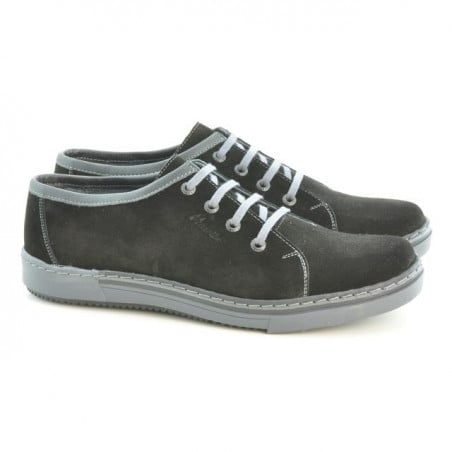 Casual/Sport Herrenschuhe 722 Schwarz Velours+Grau