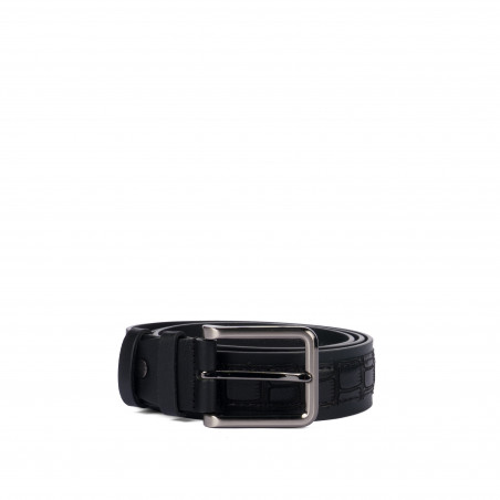 Herren Gürtel 18b schwarz+Kroko schwarz