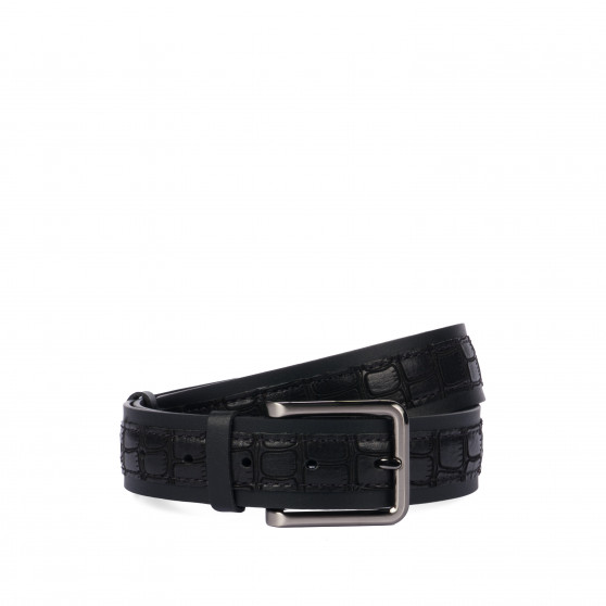Herren Gürtel 18b schwarz+Kroko schwarz