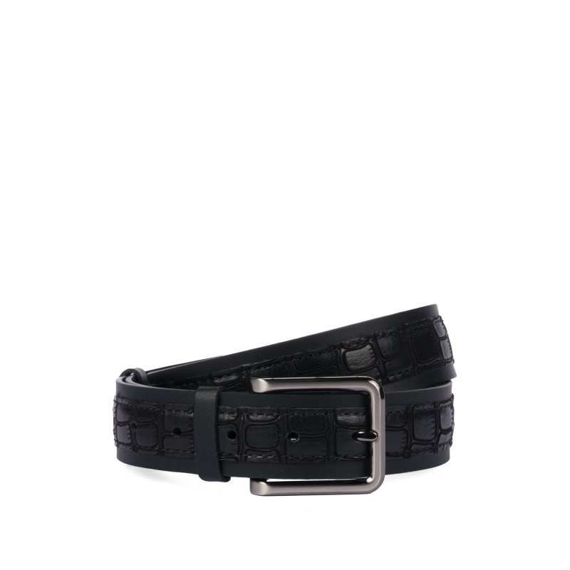 Herren Gürtel 18b schwarz+Kroko schwarz