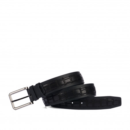 Herren Gürtel 18b schwarz+Kroko schwarz