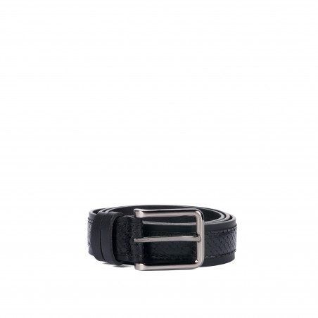 Herren Gürtel 18b Schwarz+Schwarze Schlange