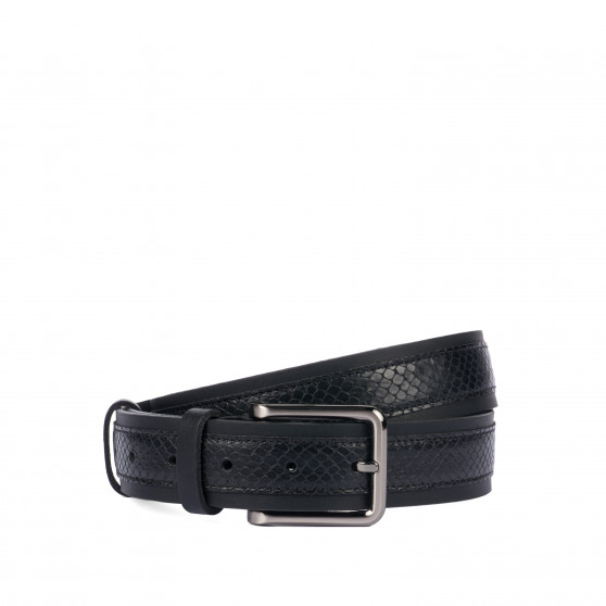 Herren Gürtel 18b Schwarz+Schwarze Schlange