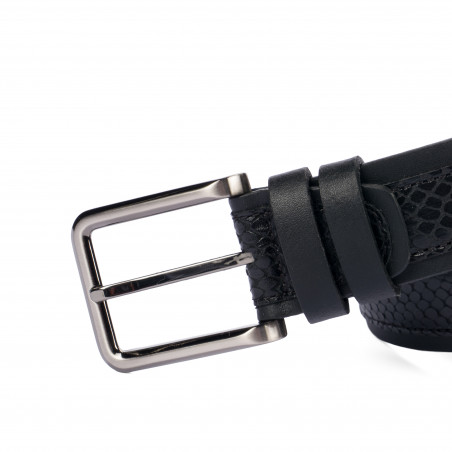 Herren Gürtel 18b Schwarz+Schwarze Schlange