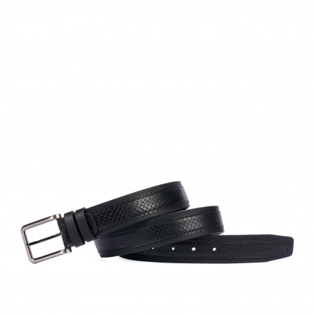 Herren Gürtel 18b Schwarz+Schwarze Schlange