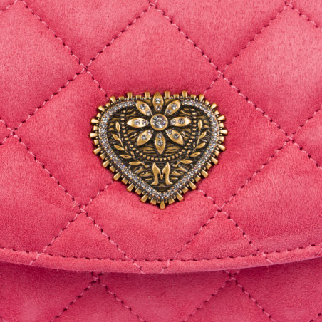 Damentasche Schultertasche 048g Veloursleder Barbie Rosa