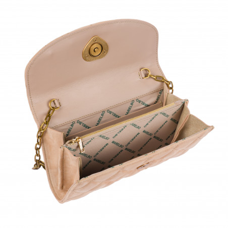 Damenschultertasche 048g Nubukleder Nude