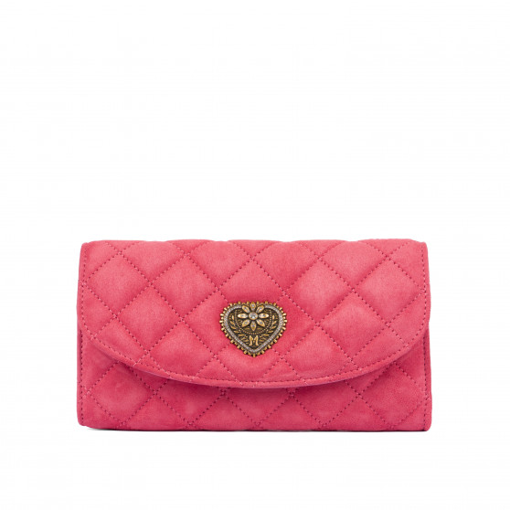 Damentasche Schultertasche 048g Veloursleder Barbie Rosa