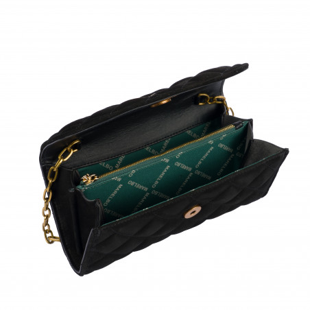 Damentasche Schultertasche 048g schwarzes Veloursleder