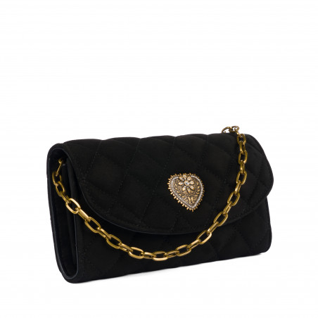 Damentasche Schultertasche 048g schwarzes Veloursleder
