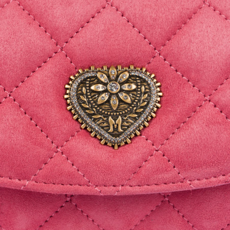 Damentasche Schultertasche 048g Veloursleder Barbie Rosa