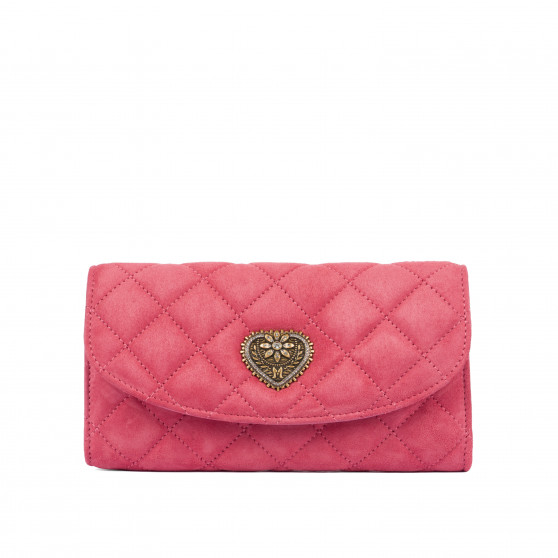 Damentasche Schultertasche 048g Veloursleder Barbie Rosa