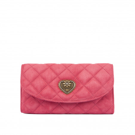 Damentasche Schultertasche 048g Veloursleder Barbie Rosa