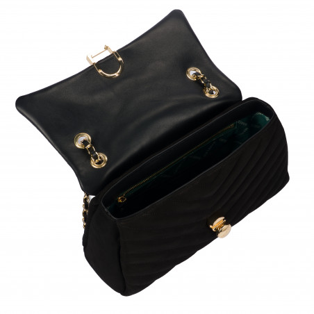 Damentasche Schultertasche 052g schwarzes Wildleder