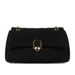Damentasche Schultertasche 052g schwarzes Wildleder