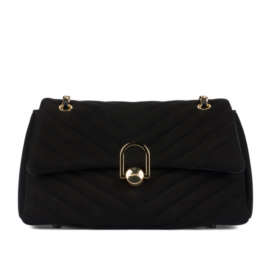 Damentasche Schultertasche 052g schwarzes Wildleder