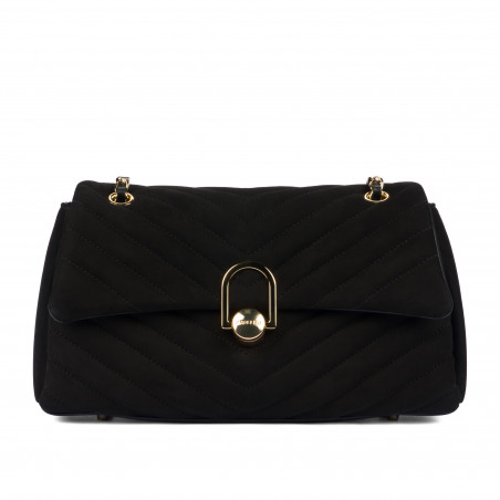 Damentasche Schultertasche 052g schwarzes Wildleder