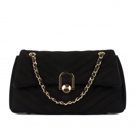 Damentasche Schultertasche 052g schwarzes Wildleder