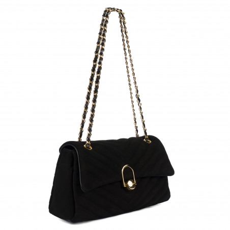 Damentasche Schultertasche 052g schwarzes Wildleder