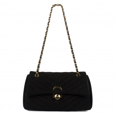 Damentasche Schultertasche 052g schwarzes Wildleder