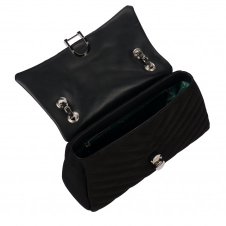 Damenschultertasche 052g 01 schwarzes Wildleder