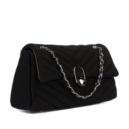 Damenschultertasche 052g 01 schwarzes Wildleder