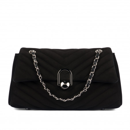 Damenschultertasche 052g 01 schwarzes Wildleder