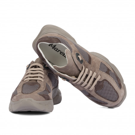 Damen-Sportschuhe 6102 Sand Velours kombiniert