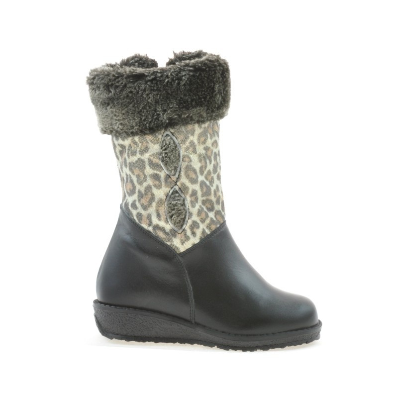 Kleine Kinderstiefel 24c schwarz+tigris