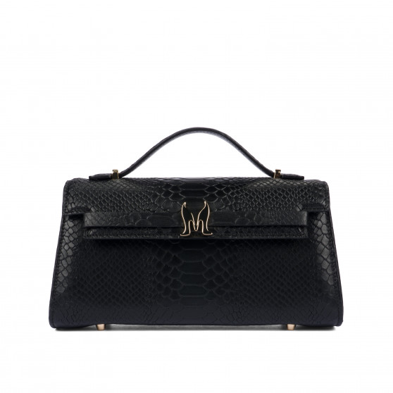 Damenschultertasche 041g schwarzes Krokodil