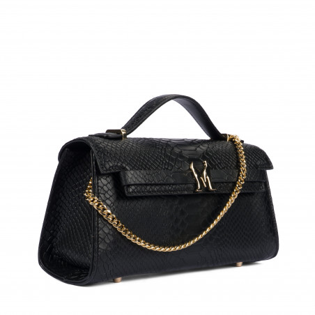 Damenschultertasche 041g schwarzes Krokodil