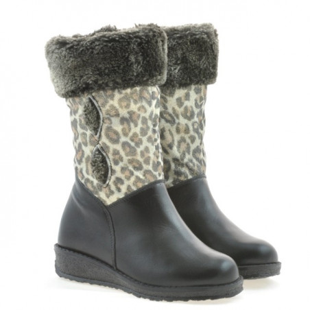 Kleine Kinderstiefel 24c schwarz+tigris