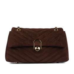 Damen Umhängetasche 052g Wildleder Kaffee