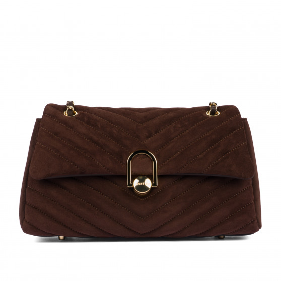 Damen Umhängetasche 052g Wildleder Kaffee